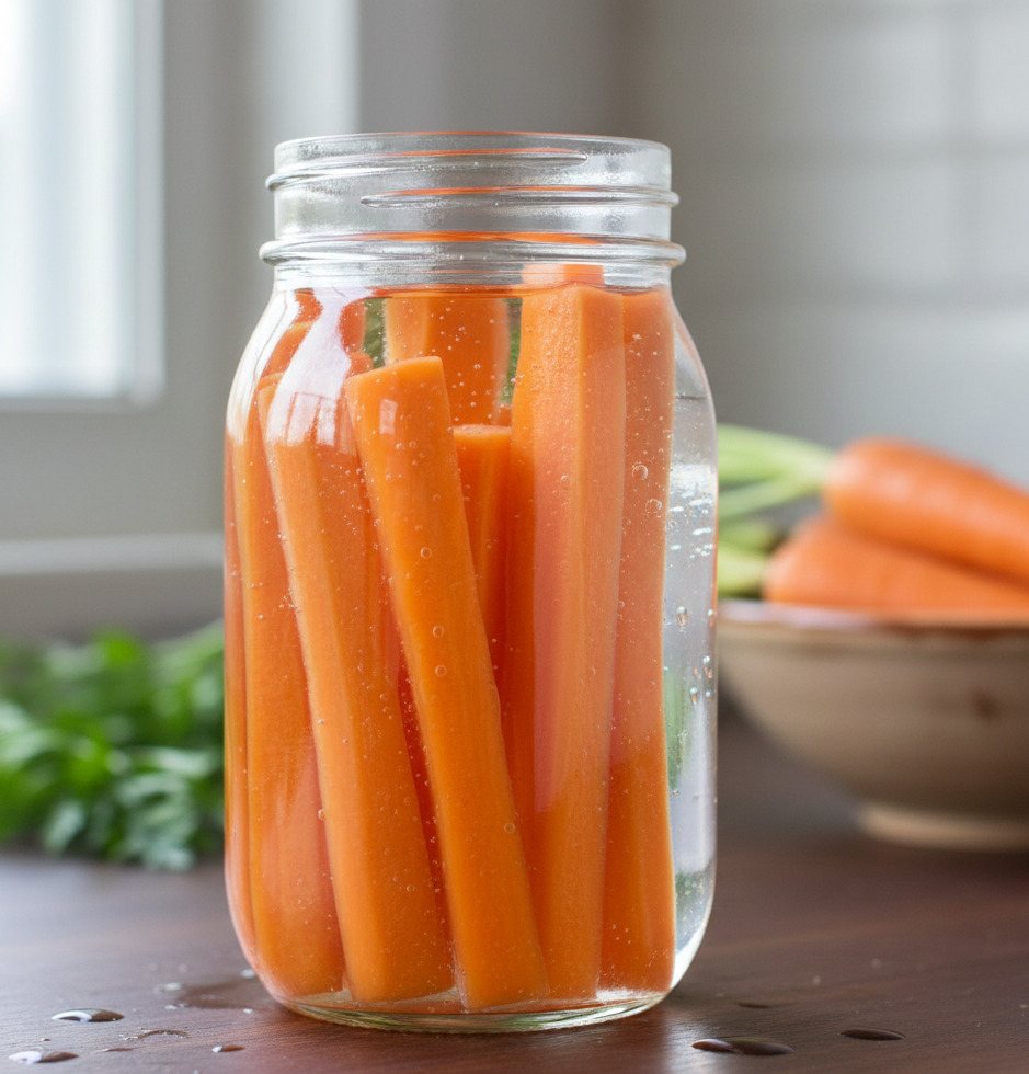 నీటిలో ఉంచిన క్యారెట్ ముక్కలు