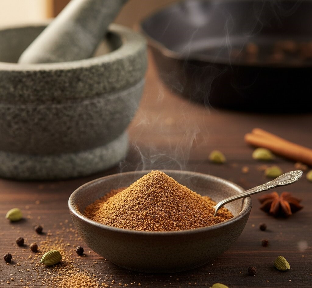తాజాగా గ్రైండ్ చేసిన సువాసనగల మసాలా పొడి