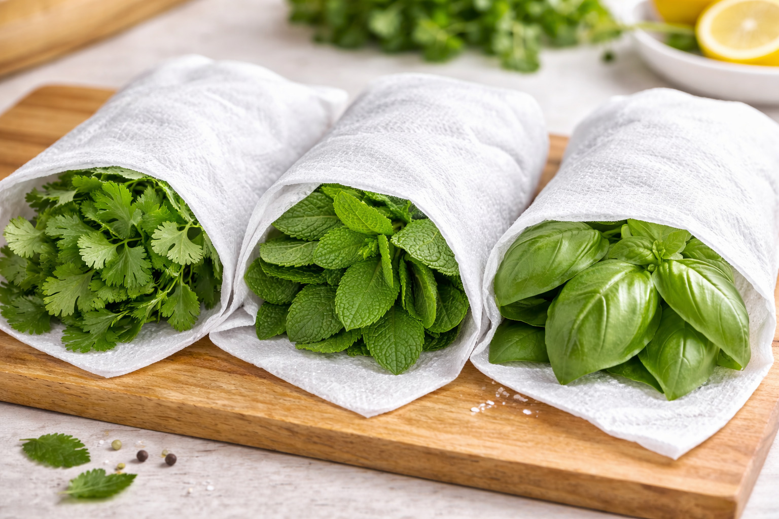 టిష్యూ పేపర్‌లో చుట్టిన ఆకుకూరలు