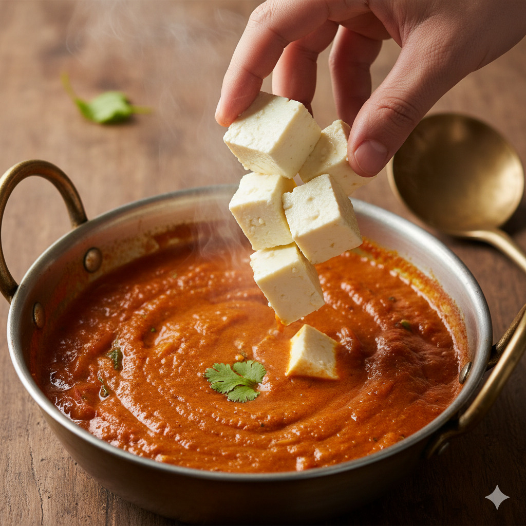 పనీర్ కర్రీలో వేయడం