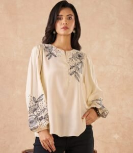 Embroidered Puff Sleeve Top