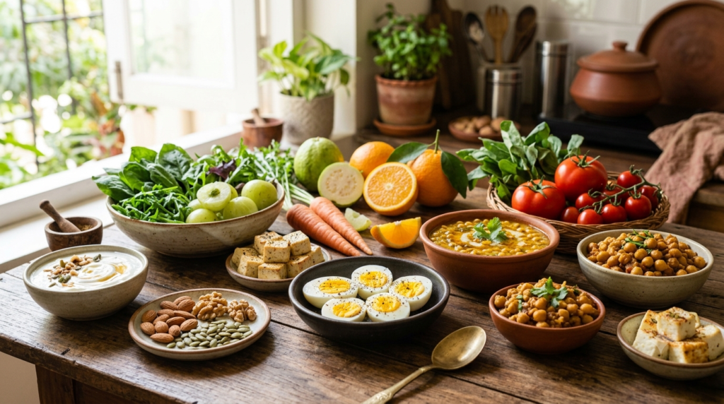 Protein మరియు nutrients అందించే healthy foods for hair health