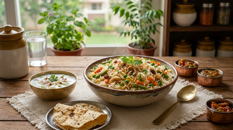🍽️ వెజిటబుల్ పులావ్ – 30 నిమిషాల్లో Easy Dinner Recipe