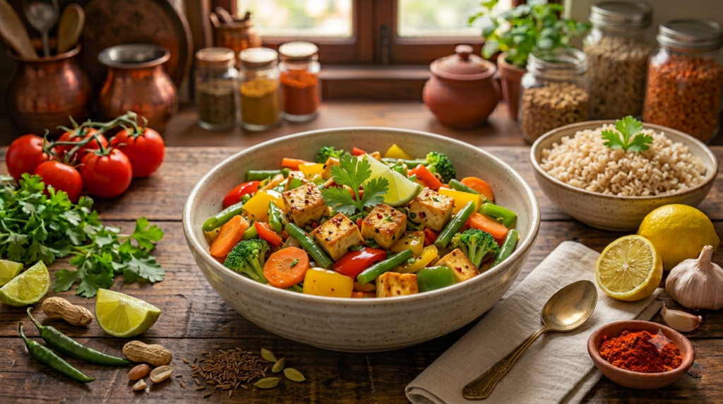 కూరగాయలతో ఆరోగ్యకరమైన Tofu Vegetable Stir Fry