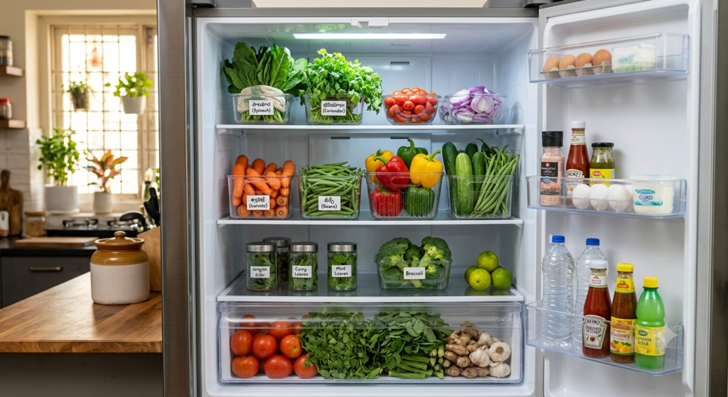 కూరగాయలు మరియు ఆకుకూరలను refrigeratorలో freshగా నిల్వ చేయడం