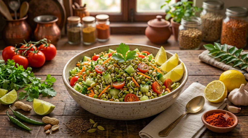 పెసల మొలకలతో ఆరోగ్యకరమైన Sprouts Salad
