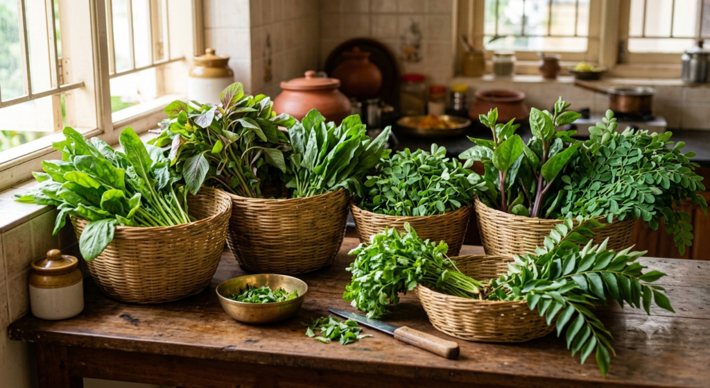 వివిధ రకాల తాజా ఆకుకూరలు Green Leafy Vegetables